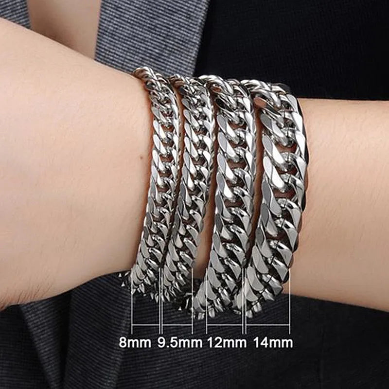 Stainless Steel Bracelet for Men - 8mm-14mm Wide